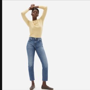 Everlane The Original Cheeky Jean Classic Blue Raw Hem